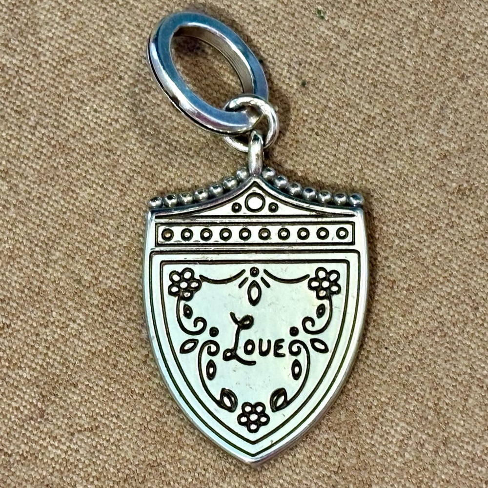 🆕 Brighton Love Medaille Shield Amulet charm engraved with flower border NWOT